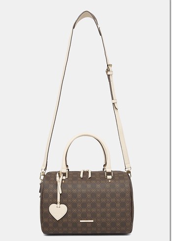 Bej Vakko Deri Kadın Monogramlı Çanta - Görsel 2