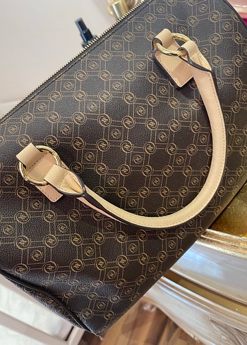 Bej Vakko Deri Kadın Monogramlı Çanta - Görsel 7