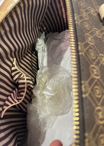 Bej Vakko Deri Kadın Monogramlı Çanta - Görsel 9