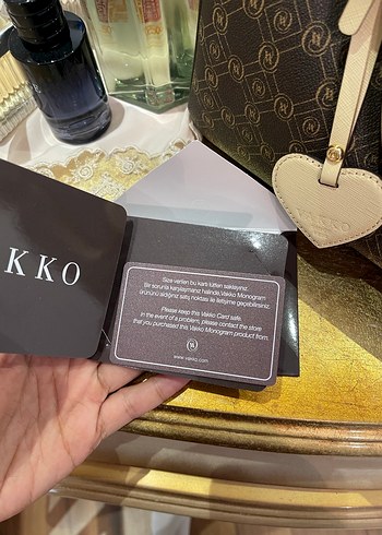 Bej Vakko Deri Kadın Monogramlı Çanta - Görsel 11