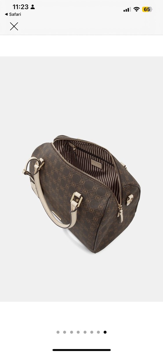 Bej Vakko Deri Kadın Monogramlı Çanta - Görsel 4