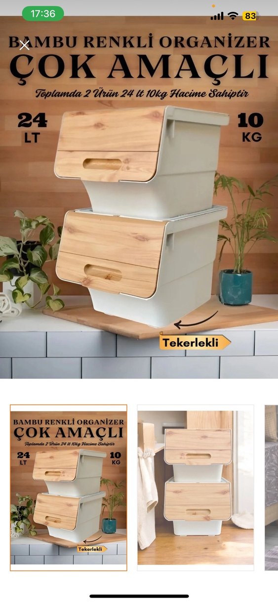 Bej Renkli Ahşap Kapaklı Dolap Düzenleyici - Görsel 2