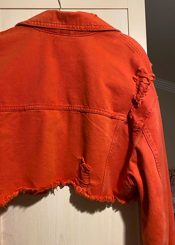 Kırmızı Kısa Kot Ceket - Görsel 7