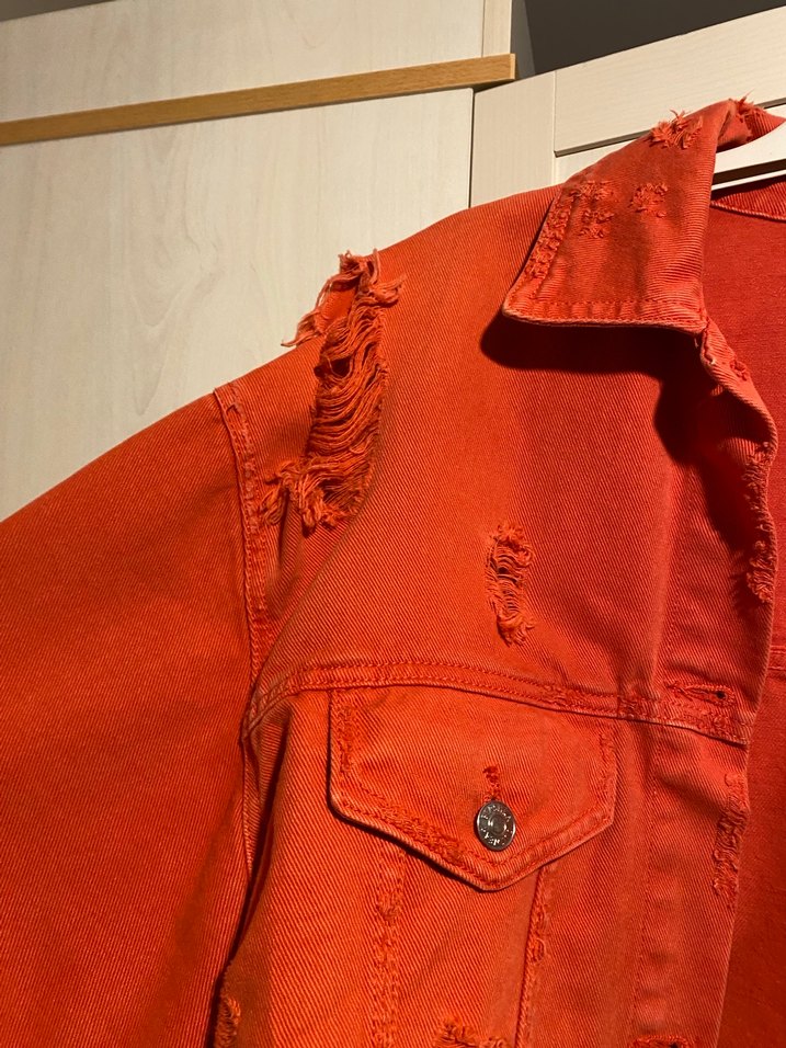 Kırmızı Kısa Kot Ceket - Görsel 3