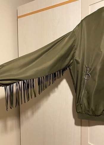 Kadın Haki Fermuarlı Ceket - Görsel 3