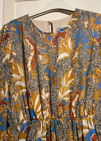 Uzun Kollu Desenli Kadın Elbise - Görsel 2