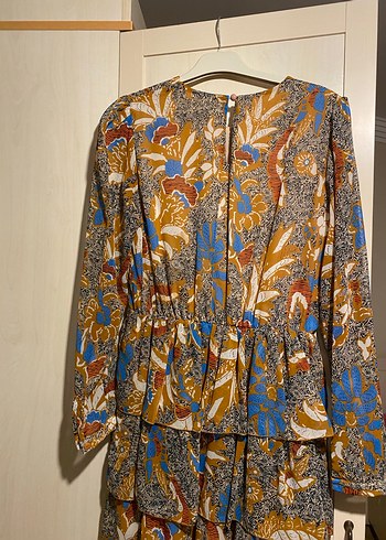 Uzun Kollu Desenli Kadın Elbise - Görsel 5