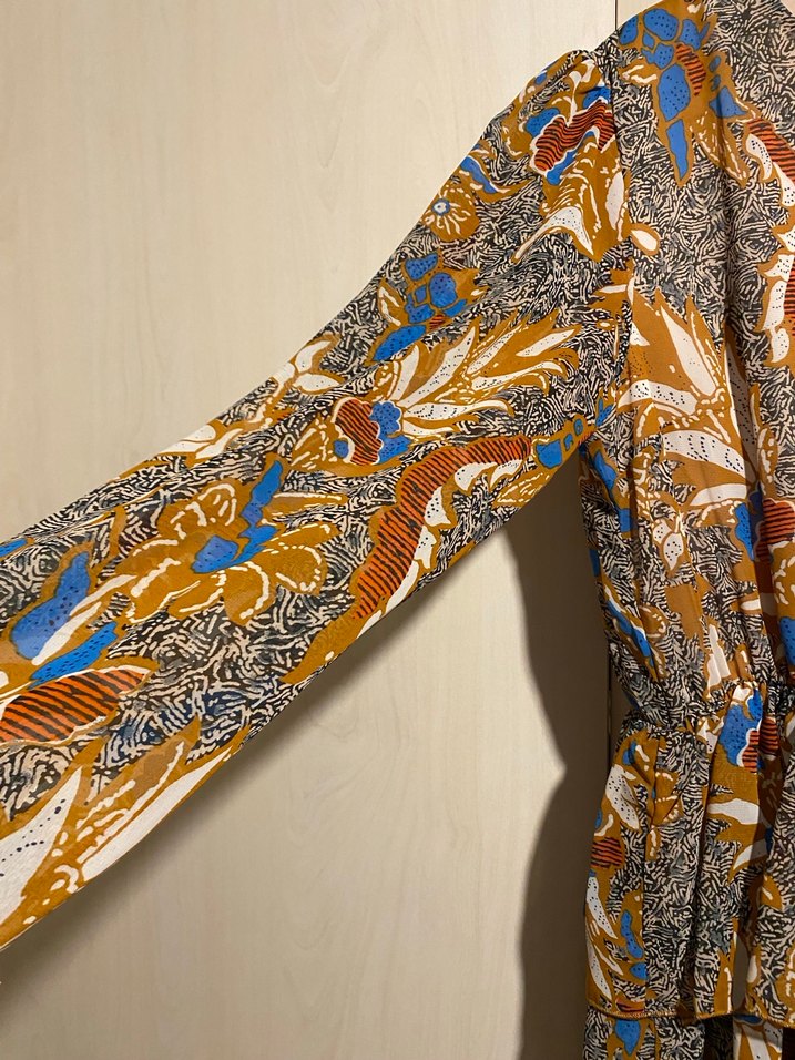 Uzun Kollu Desenli Kadın Elbise - Görsel 4