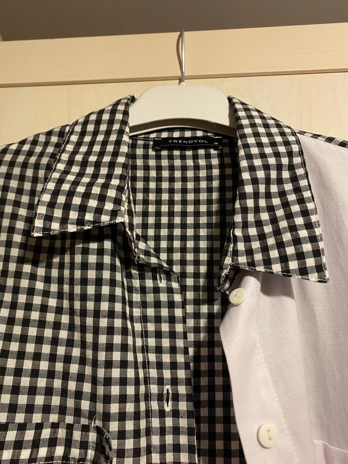 Siyah Beyaz Kadın Gömlek - Görsel 3