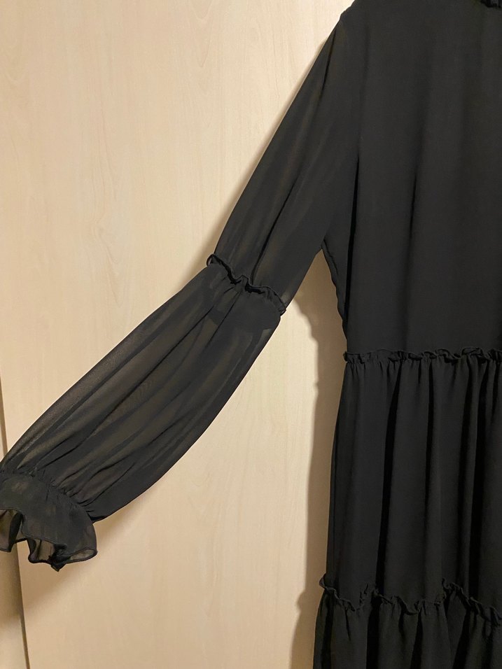 Uzun Kollu Siyah Elbise - Görsel 5