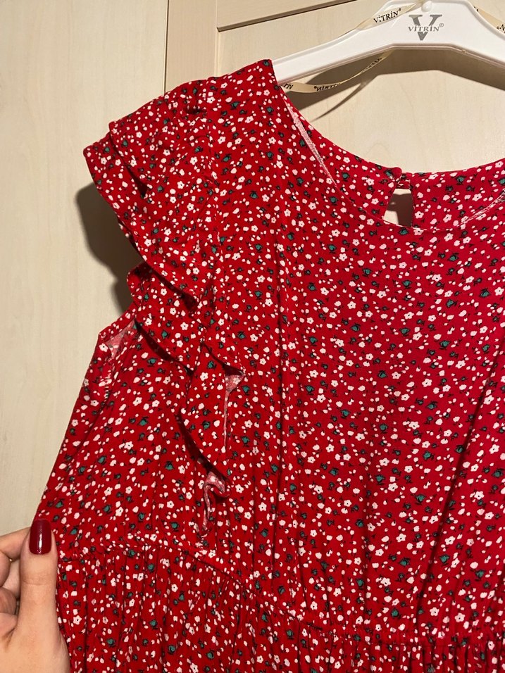 Kırmızı desenli elbise - Görsel 3