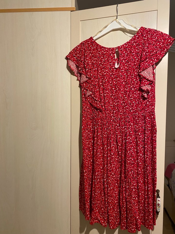 Kırmızı desenli elbise - Görsel 5