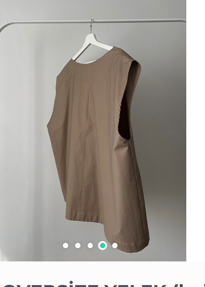 Oversize Yelek Bej  - Görsel 5