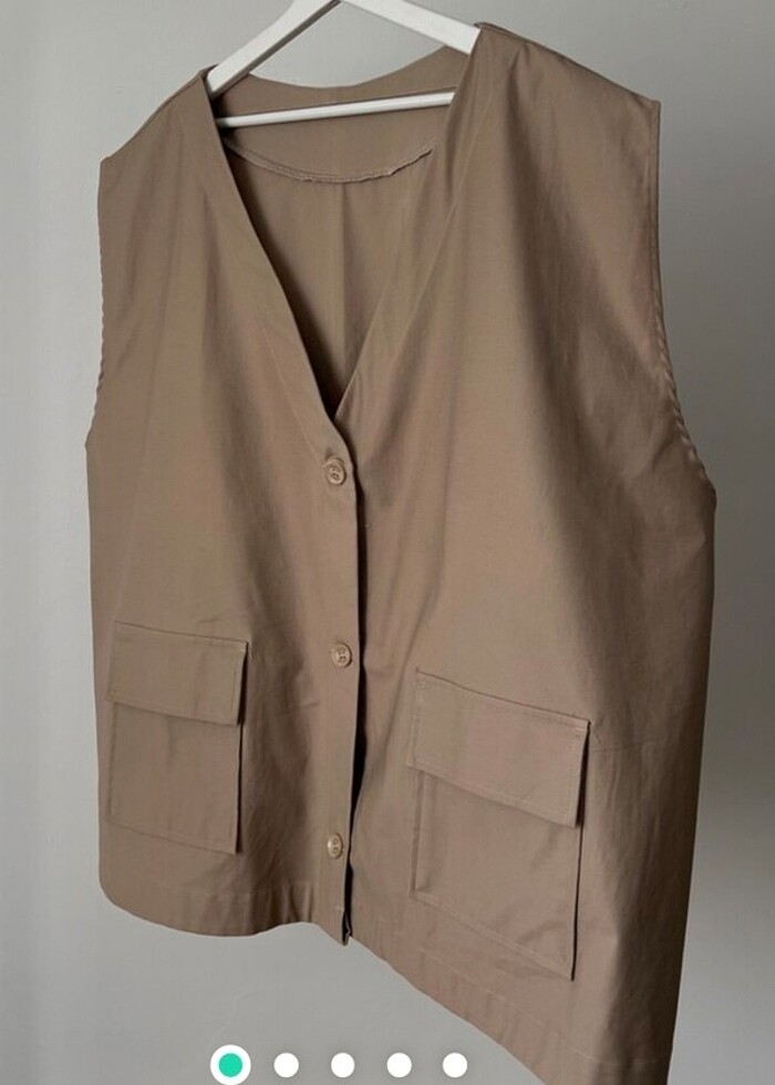 Oversize Yelek Bej  - Görsel 4