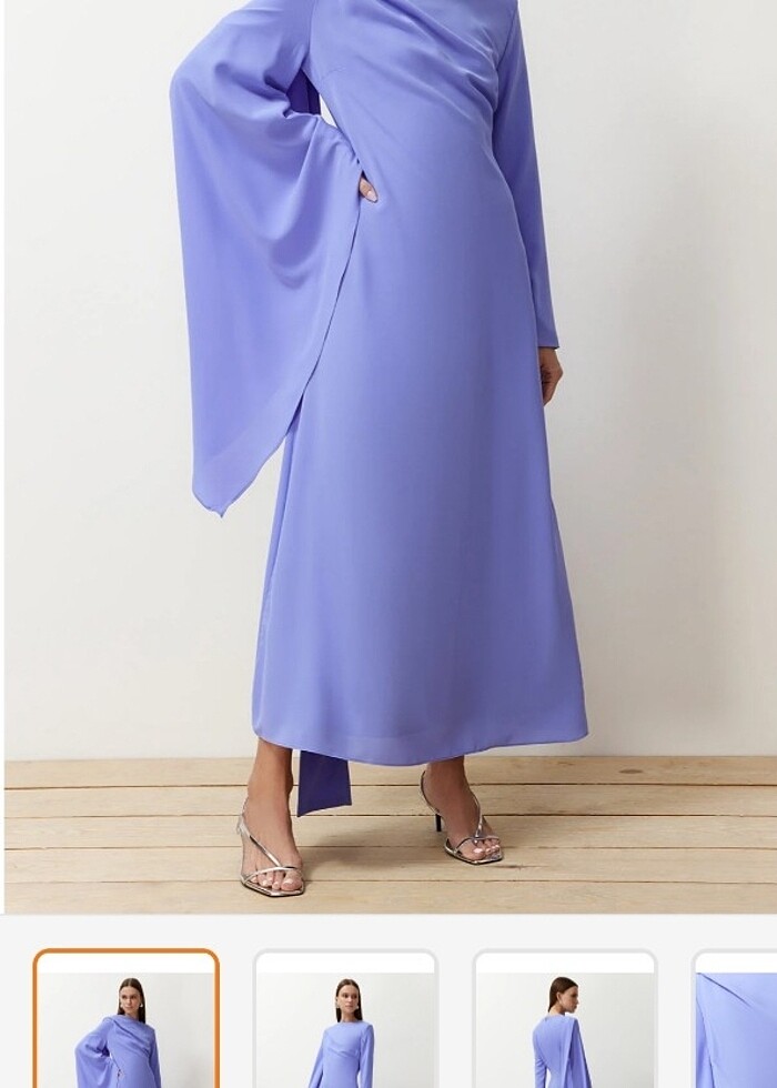 Mavi Tesettür Elbise - Görsel 3