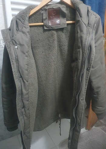 Gri Süet Midi parka Mont Kapüşonlu marka bigazzi s m uyumlu - Görsel 2