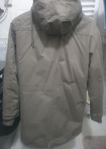 Gri Süet Midi parka Mont Kapüşonlu marka bigazzi s m uyumlu - Görsel 3