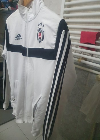 Adidas Beyaz Uzun Kollu Fermuarlı Erkek Sweatshirt - Görsel 2