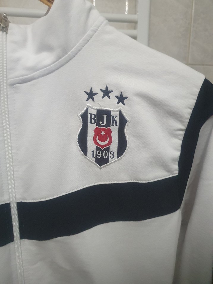 Adidas Beyaz Uzun Kollu Fermuarlı Erkek Sweatshirt - Görsel 3