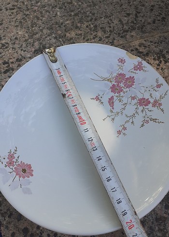  Beden Pastel Çiçek Desenli Beyaz Porselen tabak ve Tabak alti
