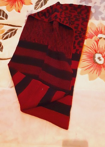 Kırmızı Örgü Yün Kadın Atkı boyunluk - Görsel 5