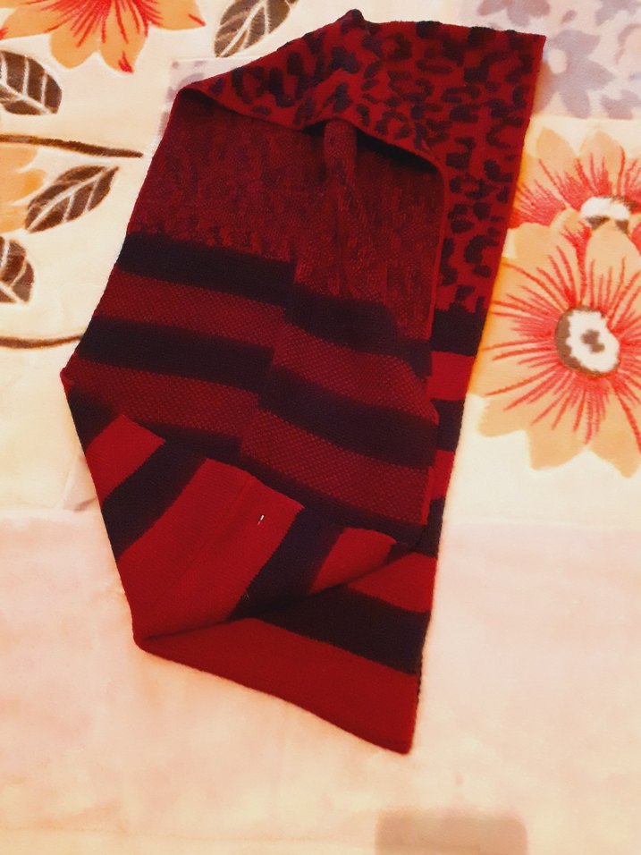 Kırmızı Örgü Yün Kadın Atkı boyunluk - Görsel 5