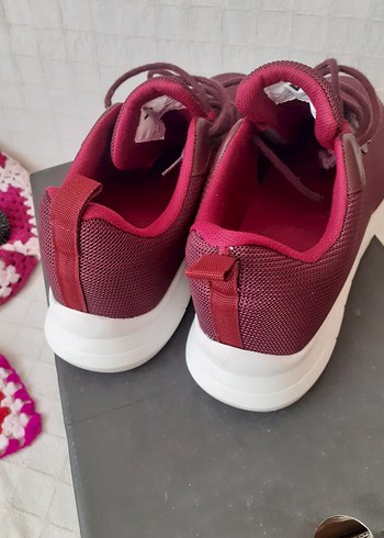 Bordo Bağcıklı Spor Kadın Sneakers - Görsel 6
