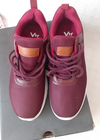 Bordo Bağcıklı Spor Kadın Sneakers - Görsel 4