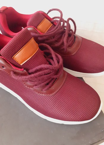 Bordo Bağcıklı Spor Kadın Sneakers - Görsel 3