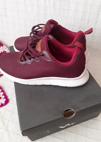 Bordo Bağcıklı Spor Kadın Sneakers - Görsel 8