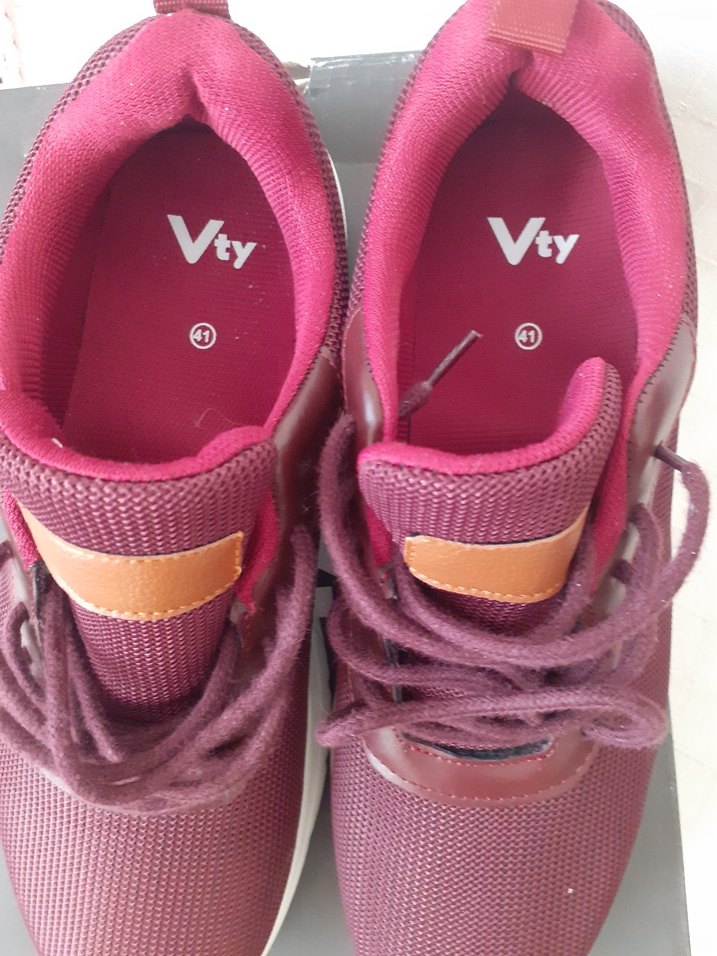 Bordo Bağcıklı Spor Kadın Sneakers - Görsel 5