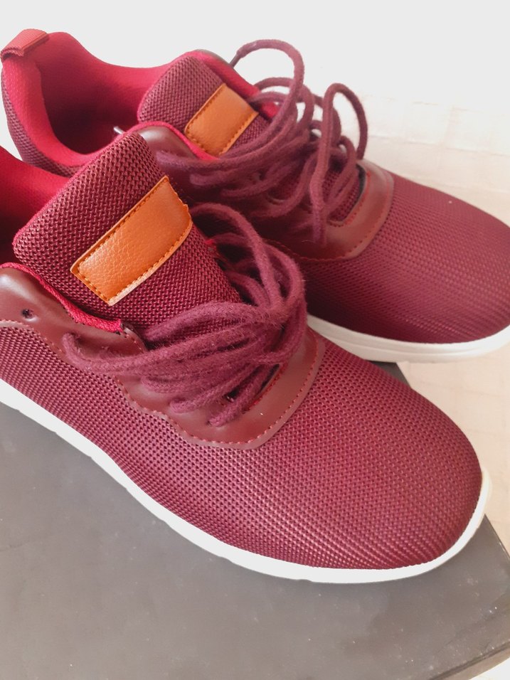 Bordo Bağcıklı Spor Kadın Sneakers - Görsel 3