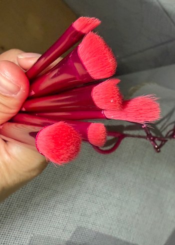 Renkli Pembe Makyaj Fırça Seti - Görsel 4