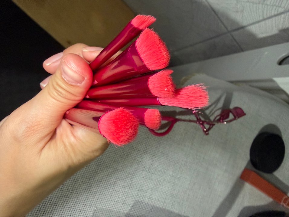 Renkli Pembe Makyaj Fırça Seti - Görsel 4