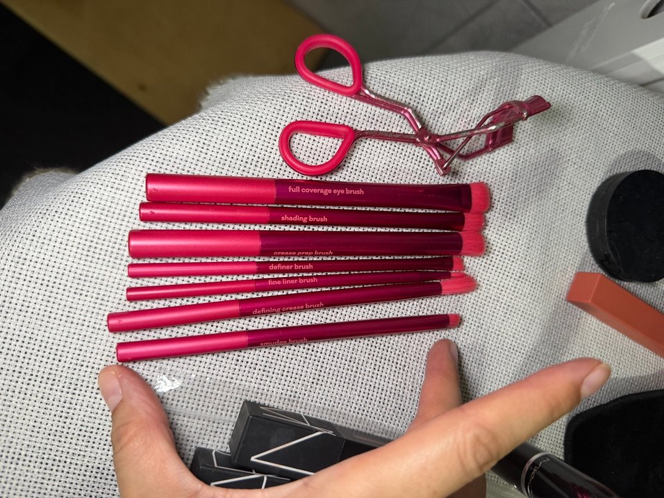 Renkli Pembe Makyaj Fırça Seti - Görsel 2