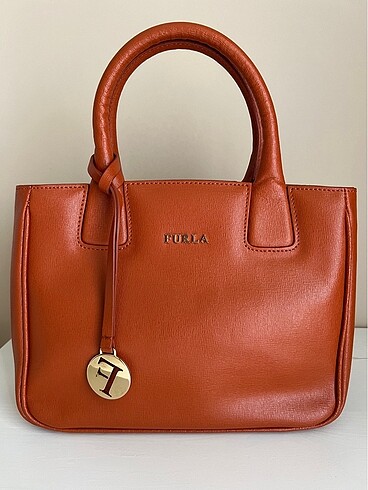 Furla turuncu deri çanta