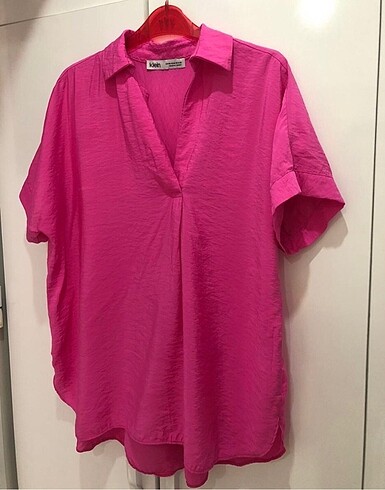 Klein polo yaka pembe bluz