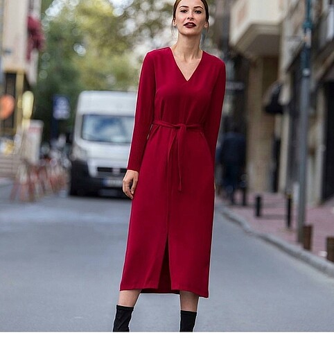 Krep kumaş elbise
