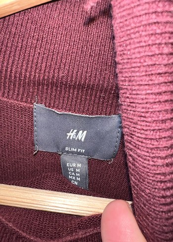 H&M Bordo Boğalı Kazak M Beden - Görsel 2
