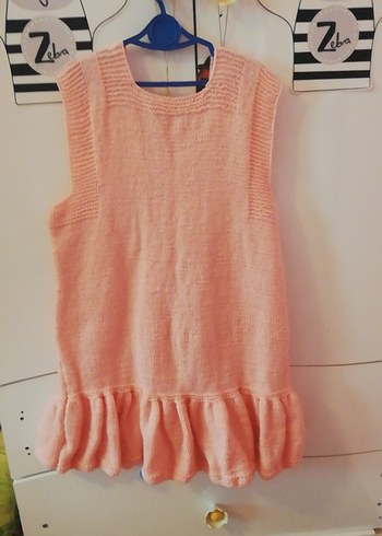 El Emeği Örgü Kız Çocuk Elbise 9-10 Yaş - Görsel 4