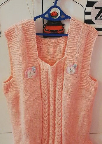 El Emeği Örgü Kız Çocuk Elbise 9-10 Yaş - Görsel 2