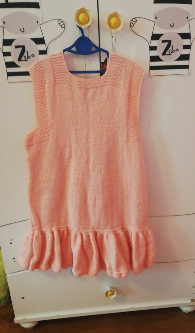 El Emeği Örgü Kız Çocuk Elbise 9-10 Yaş - Görsel 4