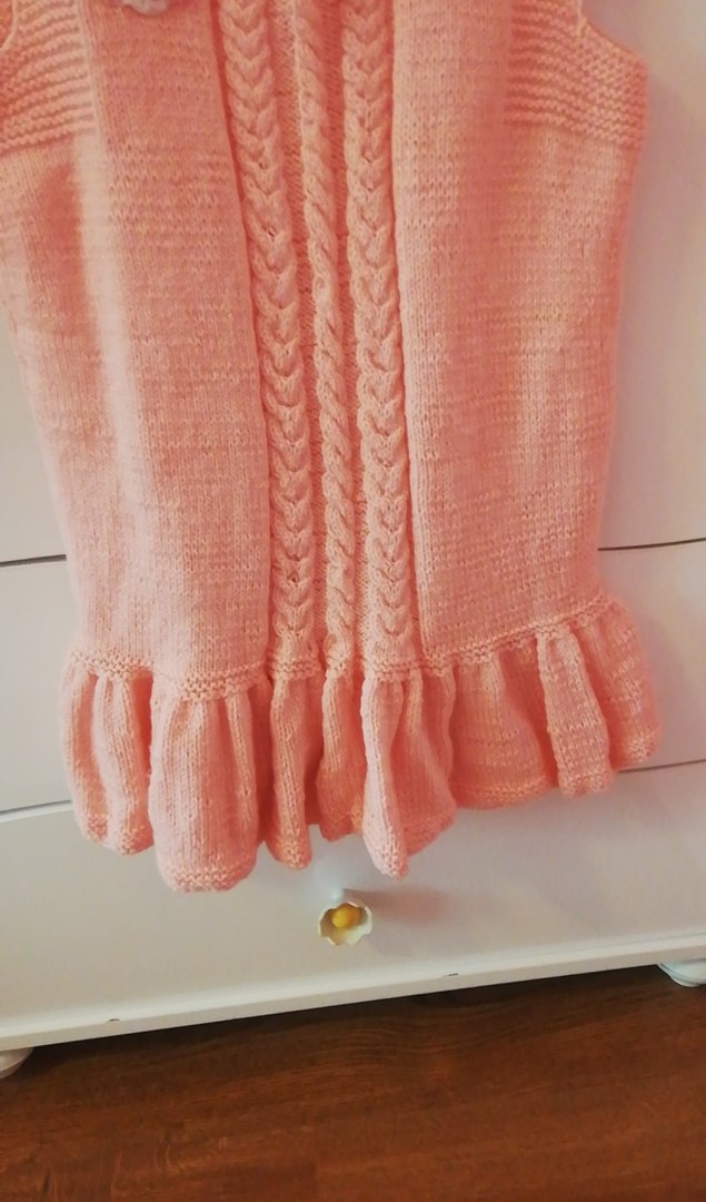 El Emeği Örgü Kız Çocuk Elbise 9-10 Yaş - Görsel 3