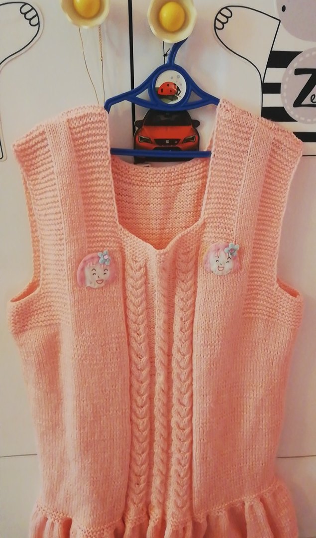 El Emeği Örgü Kız Çocuk Elbise 9-10 Yaş - Görsel 2