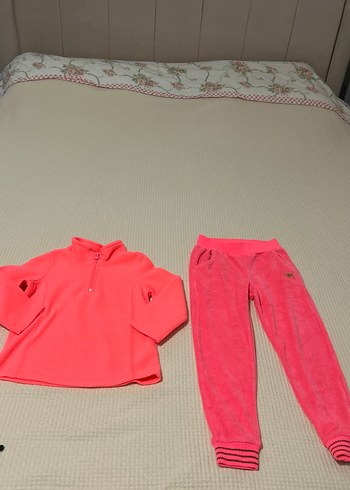 Kız Çocuk Pembe Polar Eşofman Takımı