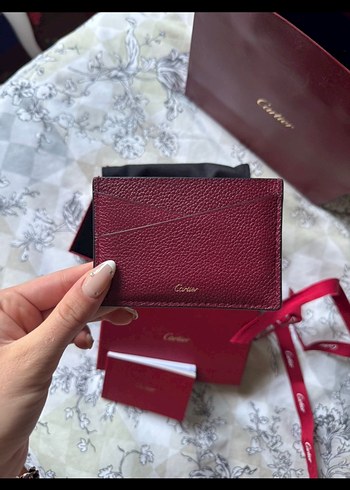 Bordo Deri Kadın Cüzdanı - Cartier - Görsel 3