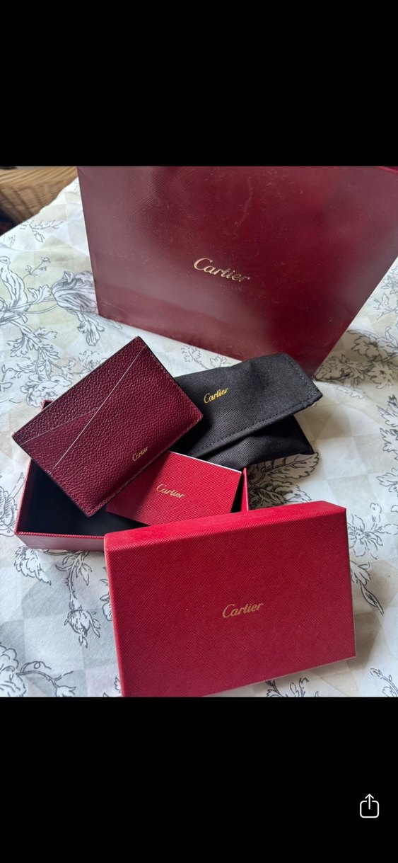 Bordo Deri Kadın Cüzdanı - Cartier - Görsel 4