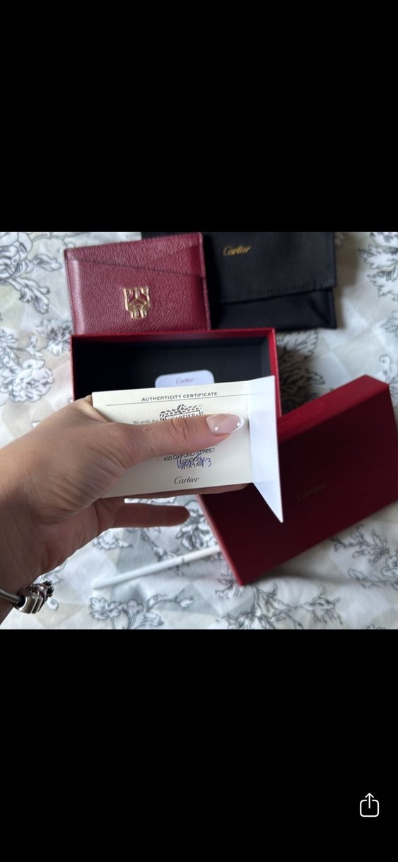 Bordo Deri Kadın Cüzdanı - Cartier - Görsel 5