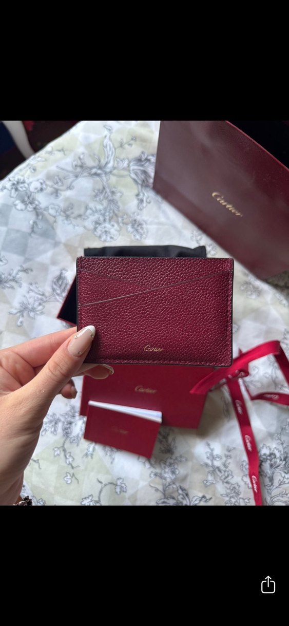 Bordo Deri Kadın Cüzdanı - Cartier - Görsel 3