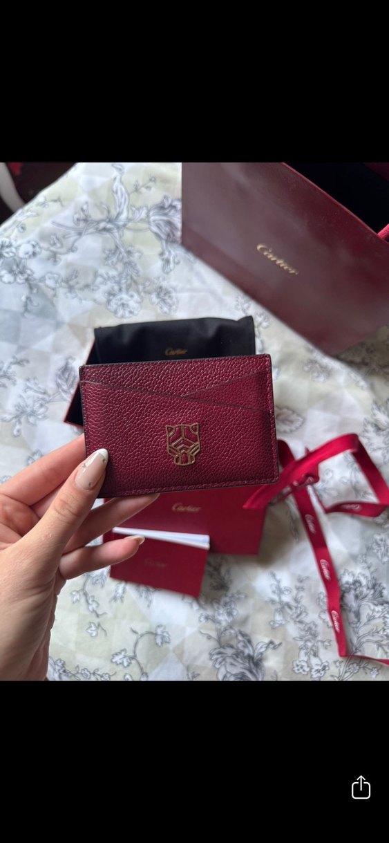 Bordo Deri Kadın Cüzdanı - Cartier - Görsel 2